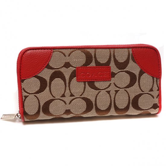 Coach Legacy Logo Signature Large Red Wallets CKI | Coach Outlet Canada